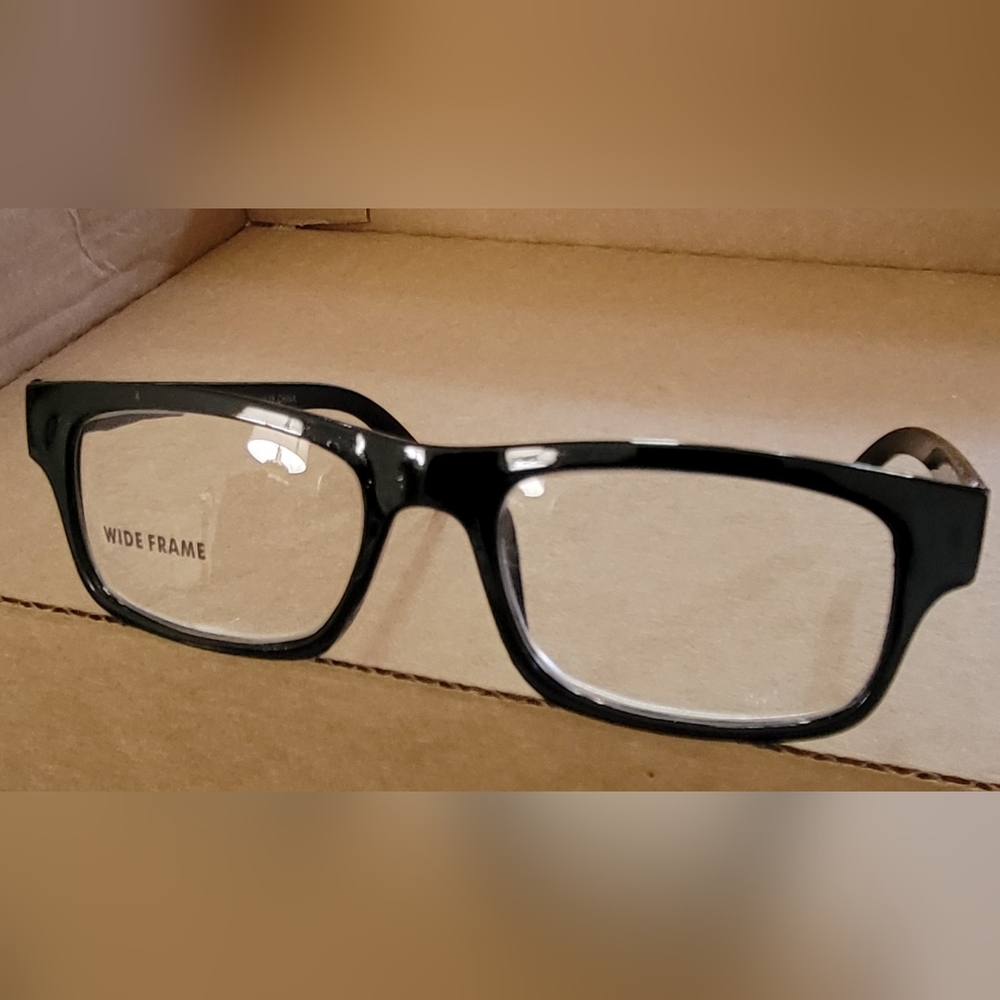 Wide Frame Solid Black Reader Glasses +3.25 Stren… - image 8